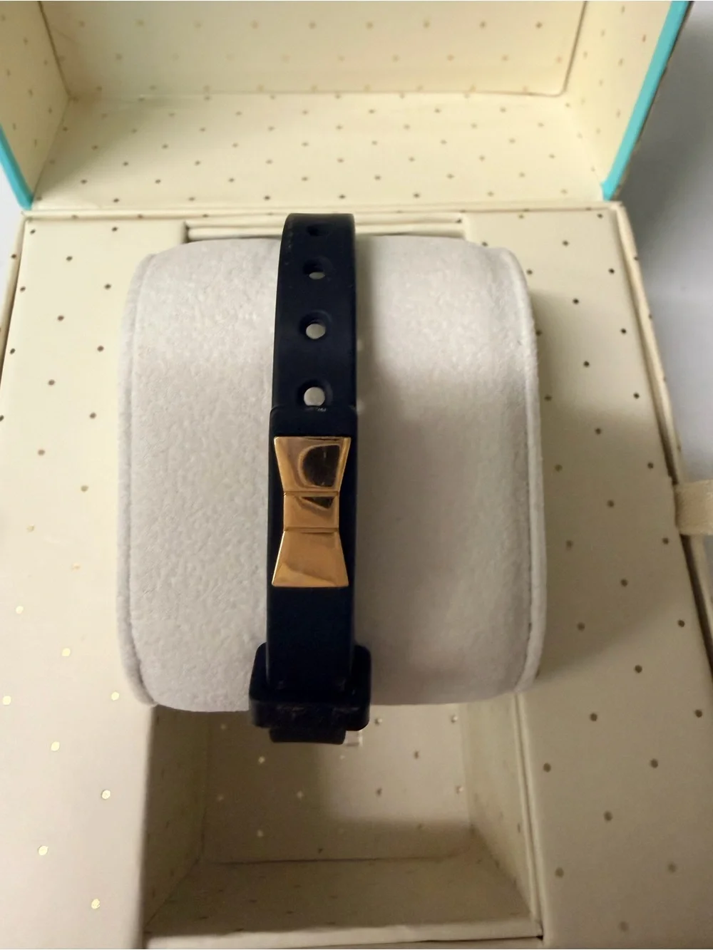 kate spade Black Silicone Watch with Gold Floral Bezel